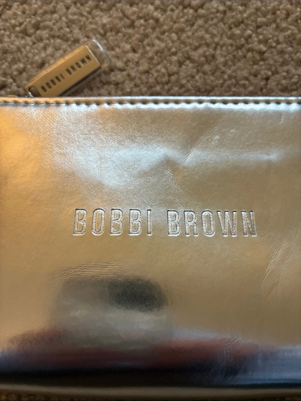 Bobbi Brown Metallic Silver Wristlet Clutch/Makeup Bag